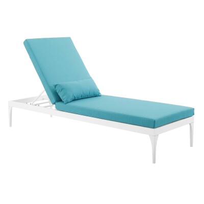 EEI-3301-WHI-TRQ Perspective Cushion Outdoor Patio Chaise Lounge Chair