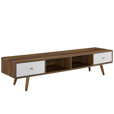 EEI-3302-WAL-WHI Transmit 70" Media Console Wood TV Stand