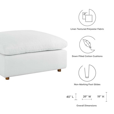 An image of a white ottoman with instructions on how to use it.