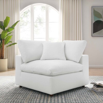 EEI-3319-WHI Commix Down Filled Overstuffed Corner Chair White