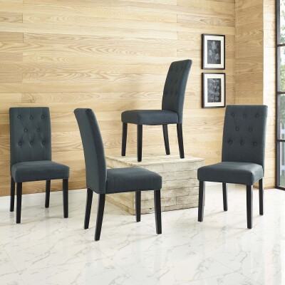 EEI-3326-GRY Confer Dining Side Chair Fabric (Set of 4) Gray