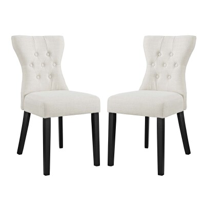 EEI-3327-BEI Silhouette Dining Side Chairs Upholstered Fabric (Set of 2) Beige