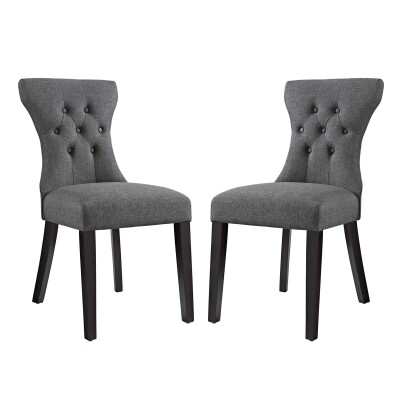 EEI-3327-GRY Silhouette Dining Side Chairs Upholstered Fabric (Set of 2) Gray
