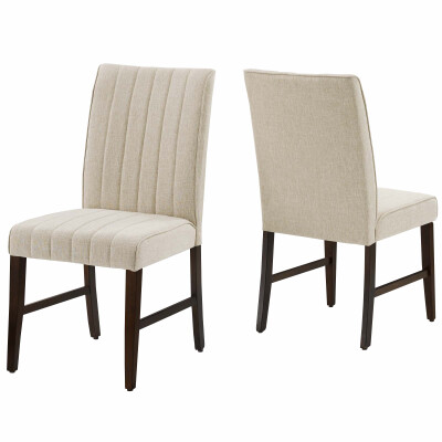 EEI-3333-BEI Motivate Channel Tufted Upholstered Fabric Dining Chair (Set of 2) Beige