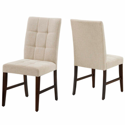 EEI-3335-BEI Promulgate Biscuit Tufted Upholstered Fabric Dining Chair (Set of 2) Beige