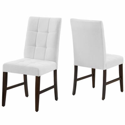 EEI-3335-WHI Promulgate Biscuit Tufted Upholstered Fabric Dining Chair (Set of 2) White