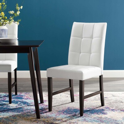 EEI-3336-WHI Promulgate Biscuit Tufted Upholstered Faux Leather Dining Side Chair White (Set of 2)