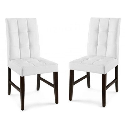 EEI-3336-WHI Promulgate Biscuit Tufted Upholstered Faux Leather Dining Side Chair White (Set of 2)
