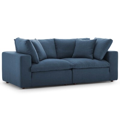 EEI-3354-AZU Commix Down Filled Overstuffed 2 Piece Sectional Sofa Set Azure