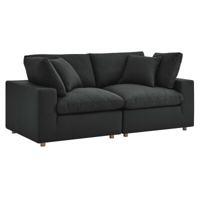 EEI-3354-BLK Commix Down Filled Overstuffed 2-Piece Sectional Sofa Set