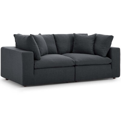 EEI-3354-GRY Commix Down Filled Overstuffed 2 Piece Sectional Sofa Set Gray