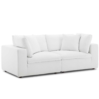EEI-3354-WHI Commix Down Filled Overstuffed 2 Piece Sectional Sofa Set White