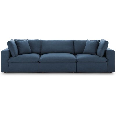 EEI-3355-AZU Commix Down Filled Overstuffed 3 Piece Sectional Sofa Set Azure