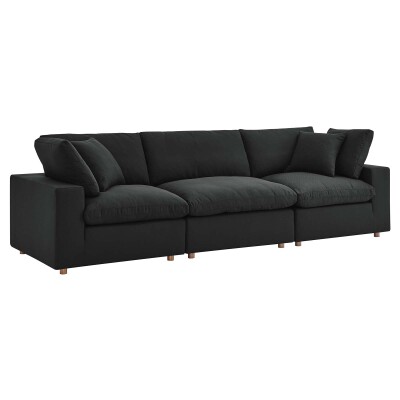 EEI-3355-BLK Commix Down Filled Overstuffed 3-Piece Sectional Sofa Set