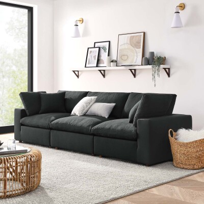 EEI-3355-BLK Commix Down Filled Overstuffed 3-Piece Sectional Sofa Set