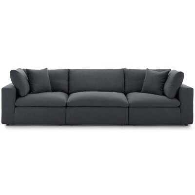 A gray sectional sofa on a white background.