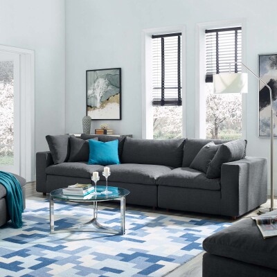 EEI-3355-GRY Commix Down Filled Overstuffed 3 Piece Sectional Sofa Set Gray