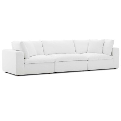 EEI-3355-WHI Commix Down Filled Overstuffed 3 Piece Sectional Sofa Set White
