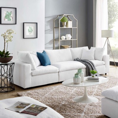 EEI-3355-WHI Commix Down Filled Overstuffed 3 Piece Sectional Sofa Set White