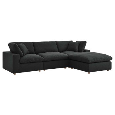 EEI-3356-BLK Commix Down Filled Overstuffed 4 Piece Sectional Sofa Set