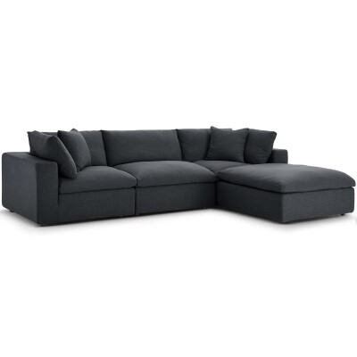 EEI-3356-GRY Commix Down Filled Overstuffed 4 Piece Sectional Sofa Set Gray