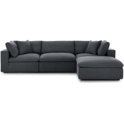 A gray sectional sofa with a chaise.
