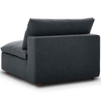 An image of a grey couch with a wooden base.