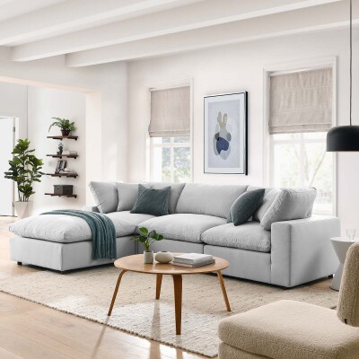 EEI-3356-LGR Commix Down Filled Overstuffed 4 Piece Sectional Sofa Set