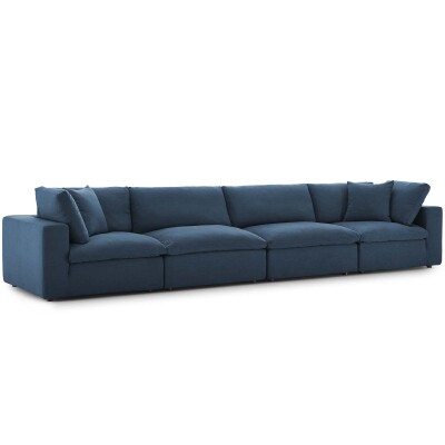EEI-3357-AZU Commix Down Filled Overstuffed 4 Piece Sectional Sofa Set Azure