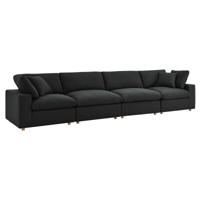 EEI-3357-BLK Commix Down Filled Overstuffed 4-Piece Sectional Sofa Set