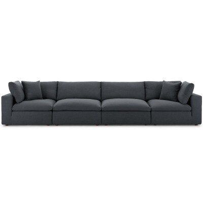 A gray sectional sofa on a white background.