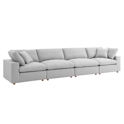 EEI-3357-LGR Commix Down Filled Overstuffed 4 Piece Sectional Sofa Set