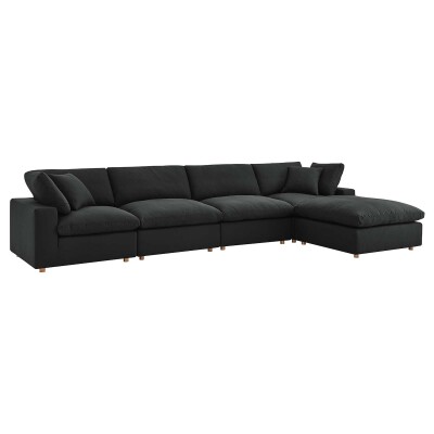 EEI-3358-BLK Commix Down Filled Overstuffed 5 Piece Sectional Sofa Set