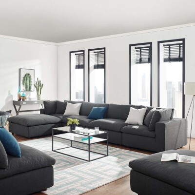 EEI-3358-GRY Commix Down Filled Overstuffed 5 Piece Sectional Sofa Set Gray