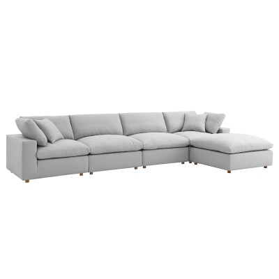 EEI-3358-LGR Commix Down Filled Overstuffed 5 Piece Sectional Sofa Set
