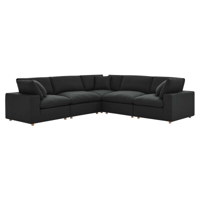 EEI-3359-BLK Commix Down Filled Overstuffed 5-Piece Sectional Sofa