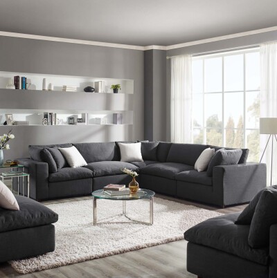 EEI-3359-GRY Commix Down Filled Overstuffed 5 Piece Sectional Sofa Set Gray