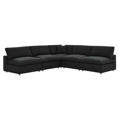 EEI-3360-BLK Commix Down Filled Overstuffed 5-Piece Armless Sectional Sofa