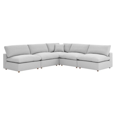 EEI-3360-LGR Commix Down Filled Overstuffed 5-Piece Armless Sectional Sofa
