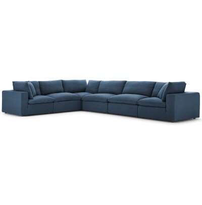 EEI-3361-AZU Commix Down Filled Overstuffed 6 Piece Sectional Sofa Set Azure