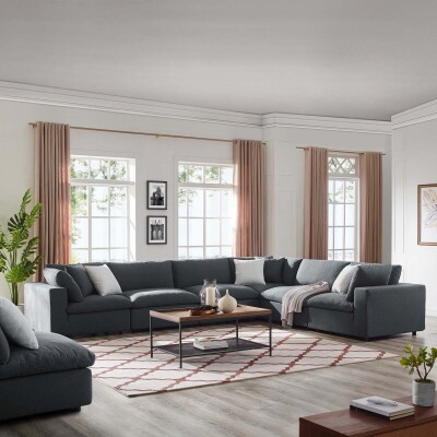 EEI-3361-GRY Commix Down Filled Overstuffed 6 Piece Sectional Sofa Set Gray