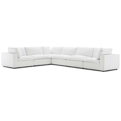 EEI-3361-WHI Commix Down Filled Overstuffed 6-Piece Sectional Sofa Set White