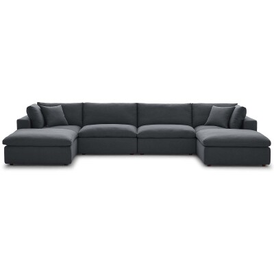 EEI-3362-GRY Commix Down Filled Overstuffed 6 Piece Sectional Sofa Set Gray