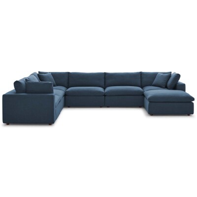 EEI-3364-AZU Commix Down Filled Overstuffed 7 Piece Sectional Sofa Set Azure