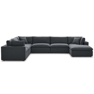 EEI-3364-GRY Commix Down Filled Overstuffed 7 Piece Sectional Sofa Set Gray