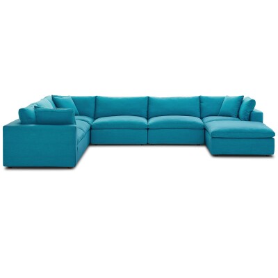 EEI-3364-TEA Commix Down Filled Overstuffed 7 Piece Sectional Sofa Set Teal