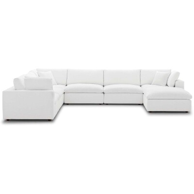 EEI-3364-WHI Commix Down Filled Overstuffed 7 Piece Sectional Sofa Set White