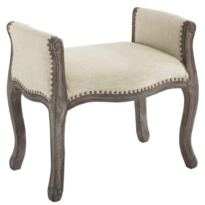 EEI-3370-BEI Avail Vintage French Upholstered Fabric Bench Beige