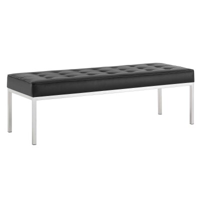EEI-3397-SLV-BLK Loft Tufted Large Upholstered Faux Leather Bench