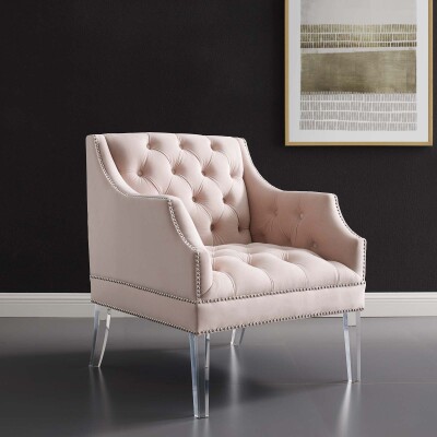 EEI-3413-PNK Proverbial Tufted Button Accent Performance Velvet Armchair Pink
